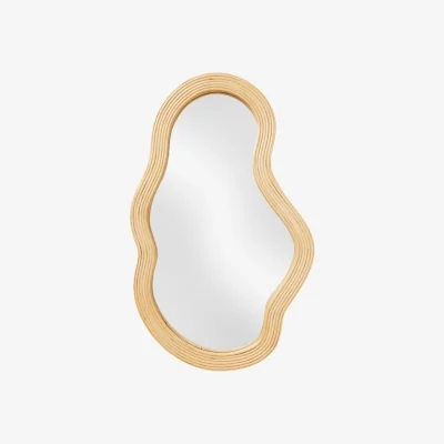 Westwing Handmade Rattan Wall Mirror Pond in An Organic Shape