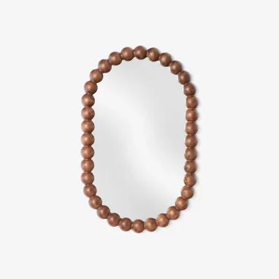 Westwing Oval Wall Mirror Ayu with Acacia Wood Frame