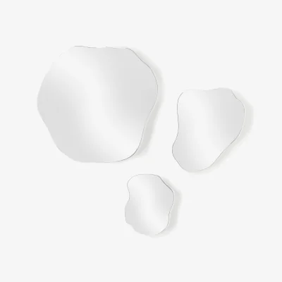 Westwing Frameless Wall Mirror Set Lia in an Organic Shape, Set of 3
