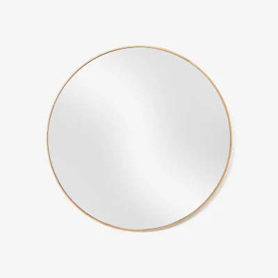 Westwing Round Wall Mirror Avery with Oak Wood Frame