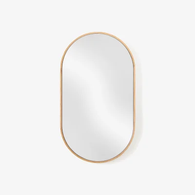 Westwing Oval Wall Mirror Avery with Oak Wood Frame