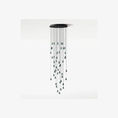Amara Bover - Drop 48 Lights Ceiling Pendant - Ebony Black - Green Glass