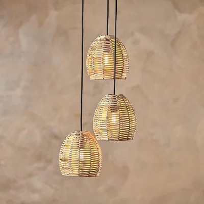Amara Nkuku - Noko Wicker Cluster Pendant - Natural