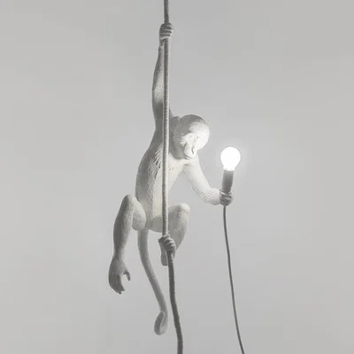 Amara Seletti - Monkey Lamp - Swinging - White