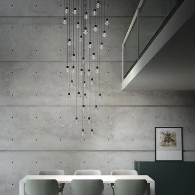 Amara Bover - Drop 36 Lights Ceiling Pendant - Ebony Black - Frosted Glass