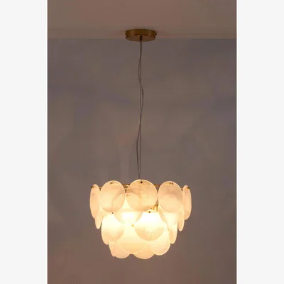 Anthropologie houseof White Glass Disk Chandelier Ceiling Light