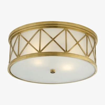 Andrew Martin Montpelier Flush Brass, Ceiling Light, Large, Hand-Rubbed Antique Brass - Andrew Martin