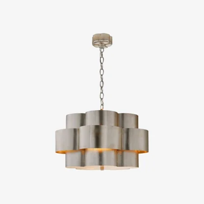 Andrew Martin Arabelle Pendant Silver, Pendant Light, Burnished Silver Leaf - Andrew Martin
