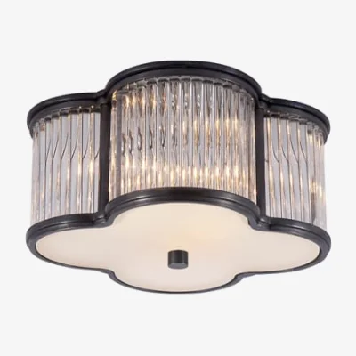 Andrew Martin Basil Flush Gunmetal, Ceiling Light, Small, Gun Metal & Glass - Andrew Martin