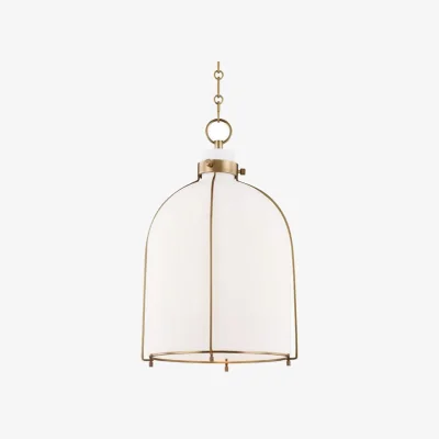 Andrew Martin Eldridge Bell Pendant Light, Brass/White - Andrew Martin
