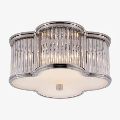 Andrew Martin Basil Flush Nickel, Ceiling Light, Small, Polished Nickel & Glass - Andrew Martin