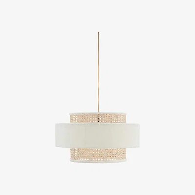 Barker and Stonehouse Woven & Velvet Pendant Light, White | Barker & Stonehouse