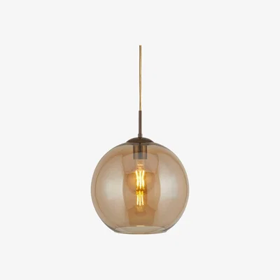 Barker and Stonehouse Antique Brass Drop Pendant Light, Gold Glass | Barker & Stonehouse