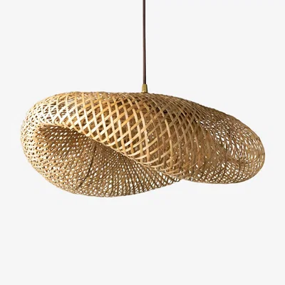 Barker and Stonehouse Medium Wave Rattan Pendant Light, Neutral | Barker & Stonehouse