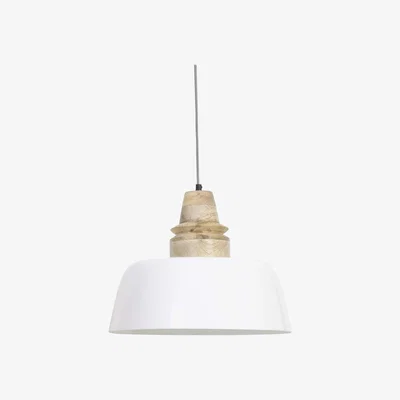 Barker and Stonehouse Metal & Wood Pendant Light, White | Barker & Stonehouse