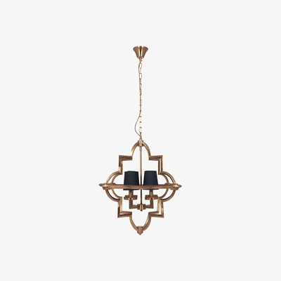Barker and Stonehouse Four Shade Pendant, Antique Brass