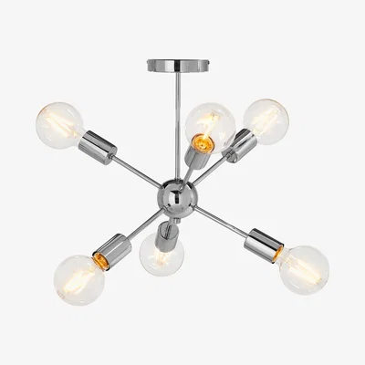 Barker and Stonehouse Chrome 6 Bulb Pendant Light, Silver Metal | Barker & Stonehouse