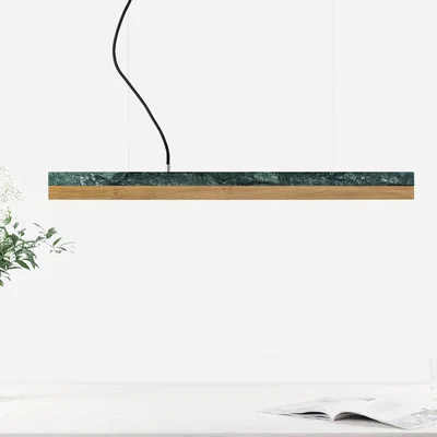 Bombinate.com Green Guatemala Marble & Oak Wood Pendant Light