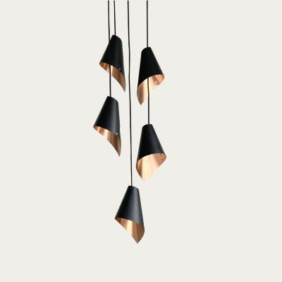 Bombinate.com 5 Arc Pendant Light In Brushed Copper & Matte Black