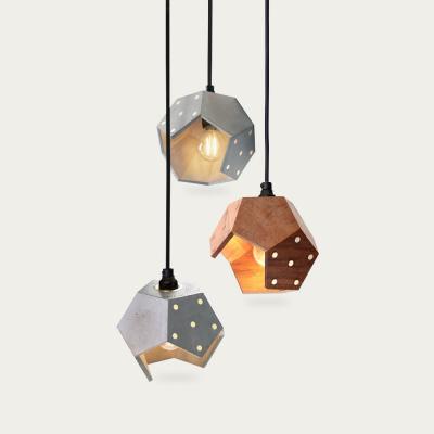 Bombinate.com Basic Twelve Trio Concrete and Walnut Pendant Lamp