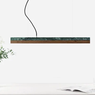 Bombinate.com Green Guatemala Marble & Nut Wood Pendant Light