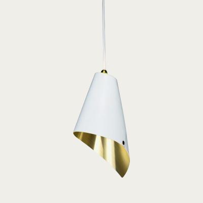 Bombinate.com Arc Single Pendant Light In Brushed Brass & White