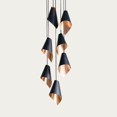 Bombinate.com 7 Arc Pendant Light In Brushed Copper & Matte Black