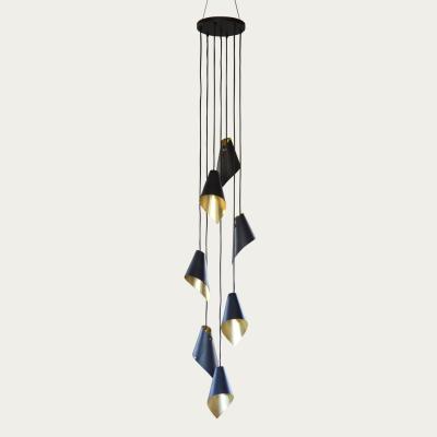 Bombinate.com Arc 7 Pendant Light Cluster In Brushed Brass & Matte Black