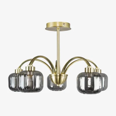 BHS.com Lyna Large Semi Flush Ceiling Light with Smoked Glass Shades, Satin Brass
