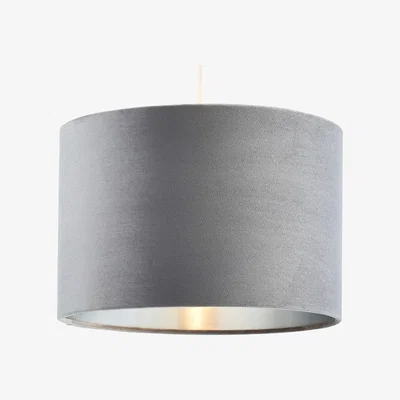 BHS.com Velvet 30cm Easyfit Shade, Grey and Satin Nickel