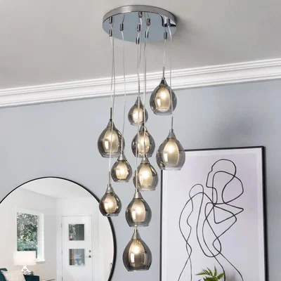 BHS.com Carmella Cluster Ceiling Pendant with Smoked and Frosted Shades, Satin Chrome