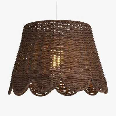 BHS.com Kuta Scallop Rattan Easyfit Shade, Dark Brown