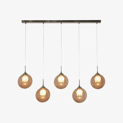 BHS.com Petrice Glass Ball Diner Ceiling Bar Pendant, Black Nickel