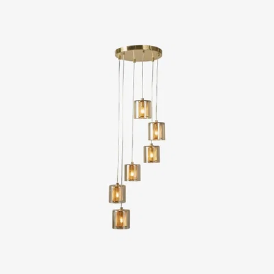 BHS.com Farah Ceiling Pendant Light with Champagne Glass Shades, Satin Brass