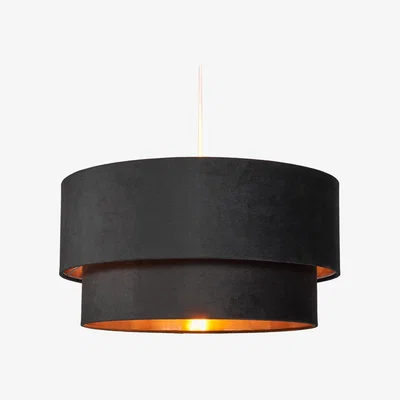 BHS.com Tia Super Size Tiered Velvet Shade with Copper Lining, Black