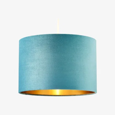 BHS.com Velvet 30cm Easyfit Shade, Teal and Brass