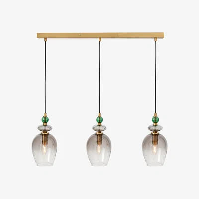 BHS.com Seline Green 3 Light Diner Pendant, Satin Brass