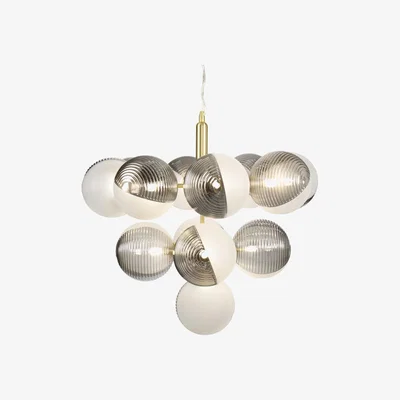 BHS.com Emile Ceiling Pendant with Smoked and Opal Glass Shades, Satin Brass