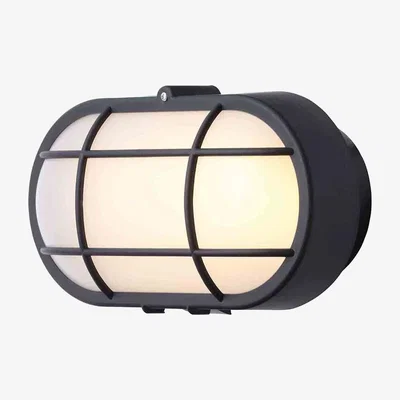 BHS.com Stanley Vasman Outdoor Oval LED Bulkhead Wall or Ceiling Light, Black