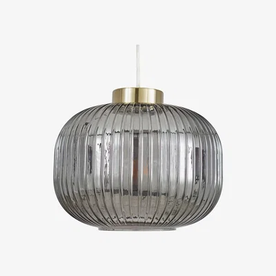 BHS.com Lyna Easyfit Smoked Glass Shade, Satin Brass
