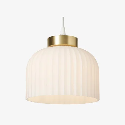 BHS.com Binita Glass Ribbed Easyfit Shade, Opal & Brass