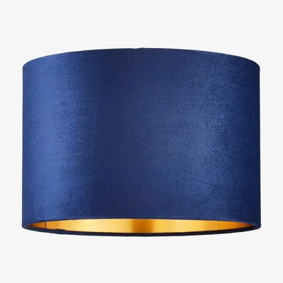 BHS.com Velvet 30cm Easyfit Shade, Navy and Brass