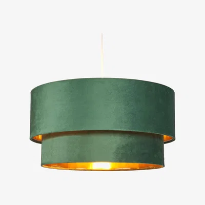 BHS.com Tia Super Size Tiered Velvet Shade with Brass Lining, Green