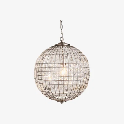 BHS.com Terri 1 Light Large Glass Crystal Ball Pendant, Pewter