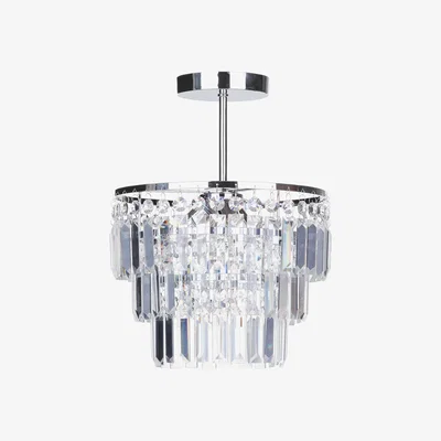 BHS.com Aurora 3 Light Crystal Bar Semi Flush Ceiling Light, Chrome