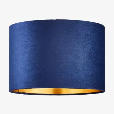 BHS.com Velvet 30cm Easyfit Shade, Navy and Brass