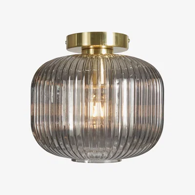 BHS.com Lyna Smoked Glass Flush Ceiling Light, Brass