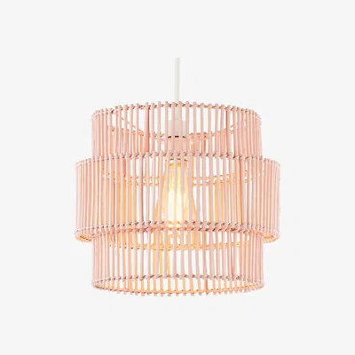 BHS.com Rattan Double Cylinder Easyfit Shade, Matte Pink