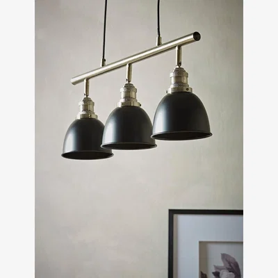 Cox and Cox Black & Brass Dome Triple Pendant