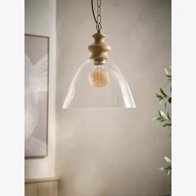 Cox and Cox Natural Ash & Glass Pendant
